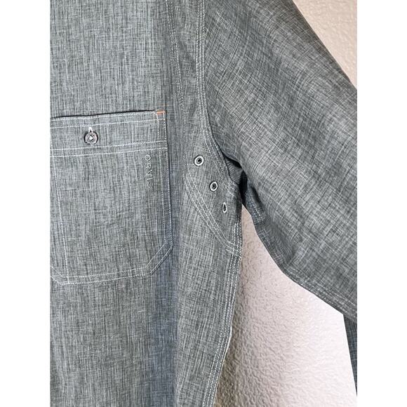 Orvis Men's Large Tall Green Chambray Tech LS Performance Work Shirt Button Up - Picture 4 of 10
